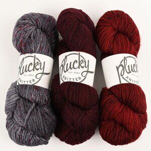 Plucky Knitter Bulky Yarn 3 Skein Set SW Merino Colorway Lumberjack